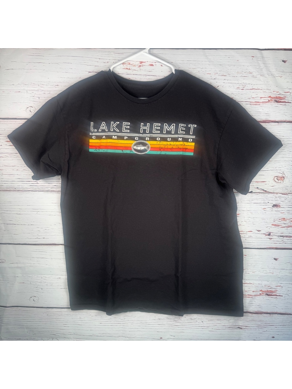 Lake Hemet Campground Black Graphic T-Shirt